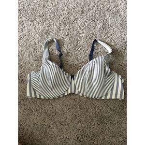 Lane Bryant Cacique Balconette Bra Blue White Stripe Nautical 44C